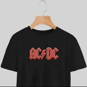 New AC⚡️DC Black Crop Baby Tee